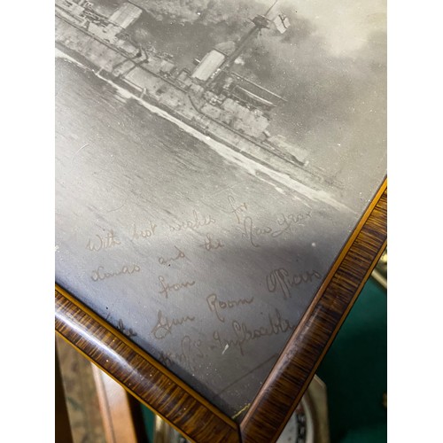 190A - An original photo of depicting WW1 H.M.S Inflexible going into action, 'The Great War 1914- 18' Sign... 