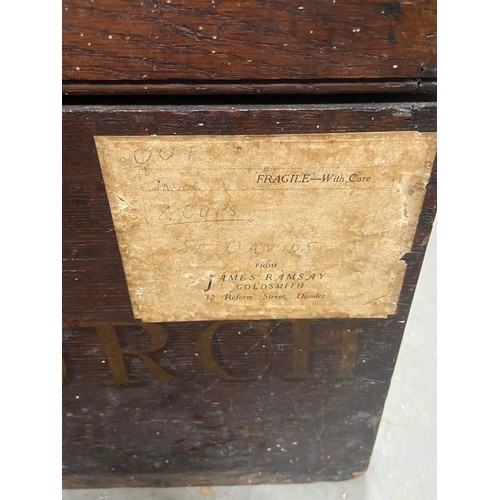 496D - An 18th century silver chest. Hand painted 1791 South Church to the front of the wooden crate. Showi... 