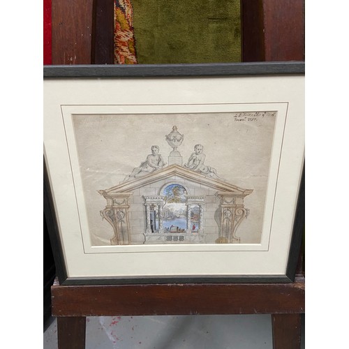 473B - An 18th century watercolour of an arch, Inscribed 'Gift of Dr. Delany 1734' Artist not identified [3... 