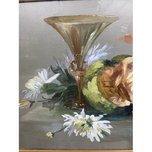 365B - An Antique still life painting by N Caldecott and dated 1904. Fitted within a gilt frame. [40X55CM]