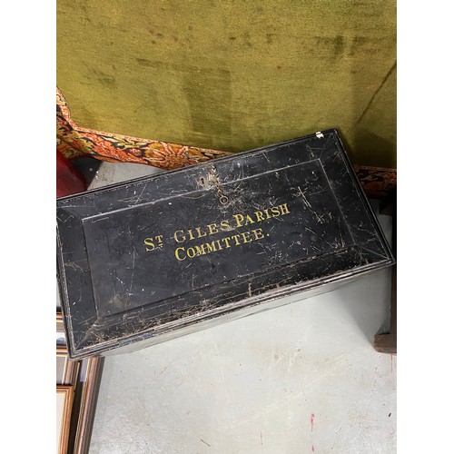 355B - An Antique St Giles Parish Committee. Deed Box. [Locked] [31X61X40CM]