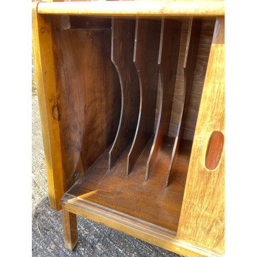 324W - A Retro pedestal two door record cabinet.