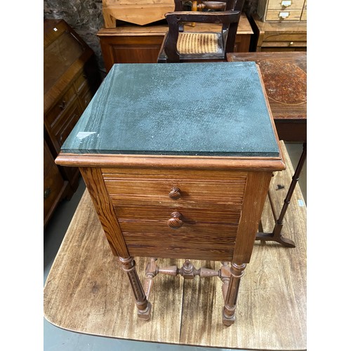 283D - An Antique marble top pedestal cabinet. Has a marble interior shelf. [88cm in height]