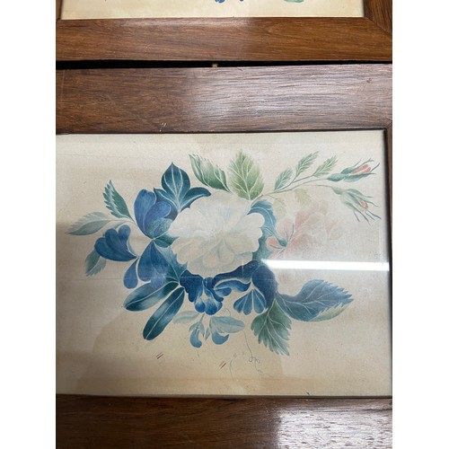 221A - Two 19th century original flower paintings fitted within mahogany frames. 23X28CM