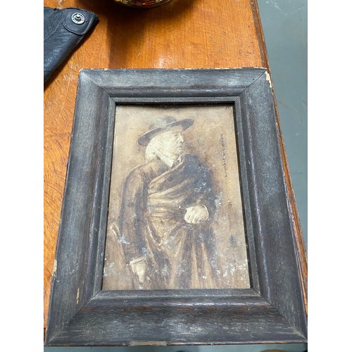 208A - An Antique watercolour portrait on paper of Prof. John Stuart Blackie. Painted by J Stirling  after ... 