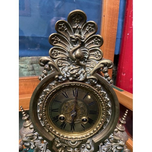 156A - An impressive Victorian Gothic bronze/brass heavy mantle clock. Lenzkirch movement [39cm in height]