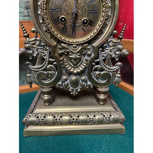 156A - An impressive Victorian Gothic bronze/brass heavy mantle clock. Lenzkirch movement [39cm in height]