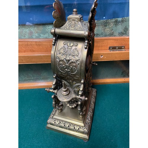 156A - An impressive Victorian Gothic bronze/brass heavy mantle clock. Lenzkirch movement [39cm in height]