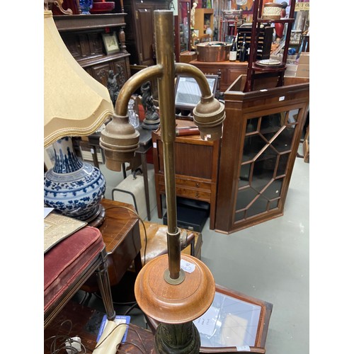 34 - A Large Chinese heavy Bronze trumpet shaped table lamp. Designed with a rise and fall mechanism [82c... 