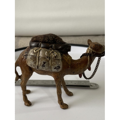 81J - A Cold painted bronze camel pincushion. [7.5x10.5x3.5cm] [193.90grams]