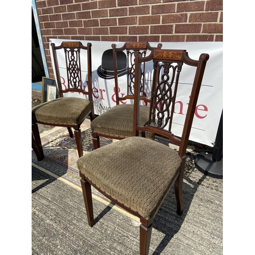 242 - A set of four Edwardian inlaid dining chairs [height, 92cm]