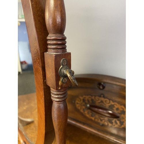 73 - A 19th century mahogany framed dressing table mirror  with turned column support. [68cm in height]