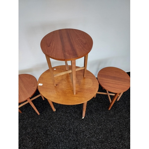 290 - A Retro mid century side table with three pull out tables. [56cm in height]