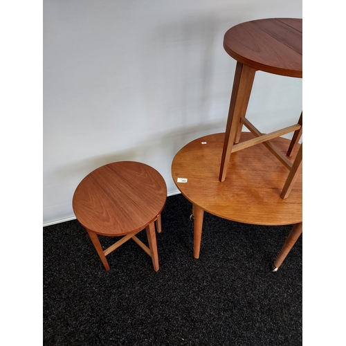 290 - A Retro mid century side table with three pull out tables. [56cm in height]