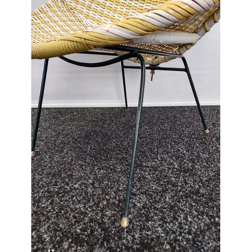 294 - Vintage Mid Century Sputnik, Satellite chair in yellow & white.