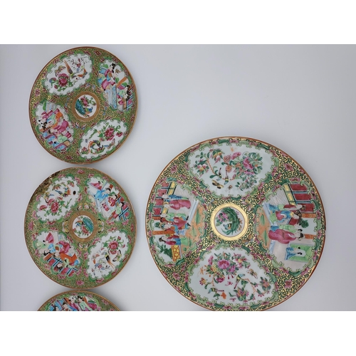 109 - A Lot of 6 Antique Chinese Famille Rose hand painted plates. [Some as found]