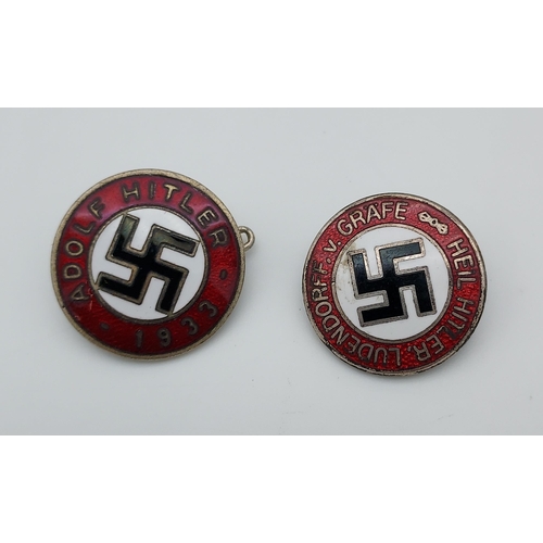 136 - Two German nazi enamelled Hitler Youth badges.