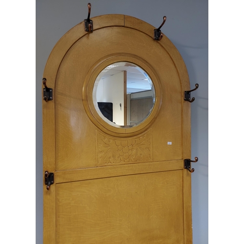 152 - A Lightwood hall stand with centre mirror, [186x68x25cm]