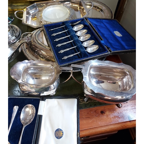 153 - A Collection of Silver plated and E.P Wares to include Tea/ Coffee service, serving tureens, goblets... 