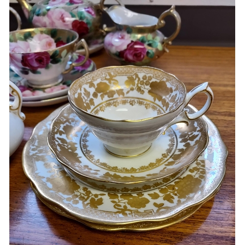 159 - A 10 Piece Hammersley & co part tea set together with a hand painted Victorian rose design tea pot, ... 