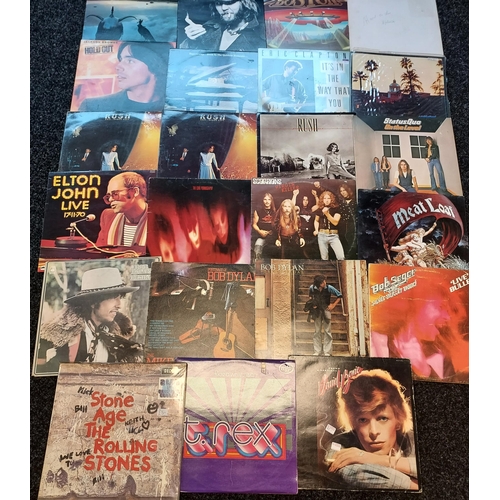 181 - A Collection of mixed genre records to include The Rolling Stones, T-Rex, David Bowie, Bob Dylan, Me... 