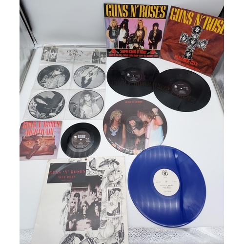 195 - A Collection of Guns N' Roses LP's & singles. Includes A rare interview with guns n' roses. Various ... 