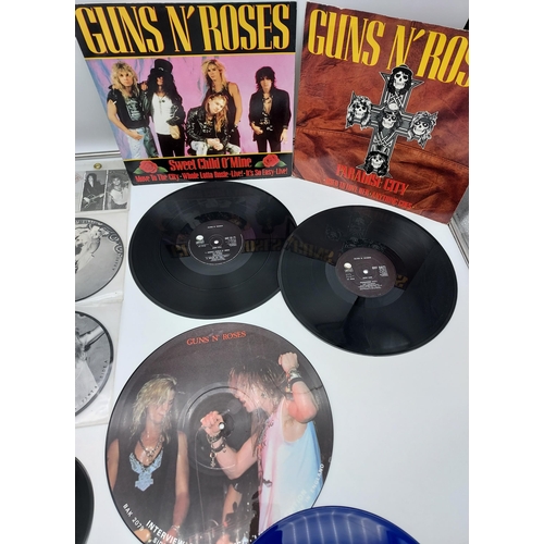 195 - A Collection of Guns N' Roses LP's & singles. Includes A rare interview with guns n' roses. Various ... 