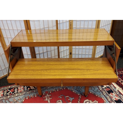 201 - A Mid century two tier serving/ hostess trolley table. [74x114x38cm]