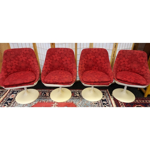 204 - A Set of four upholstered Tulip Chairs by Lusch Erzeugnis. [Named to base] [One as found]