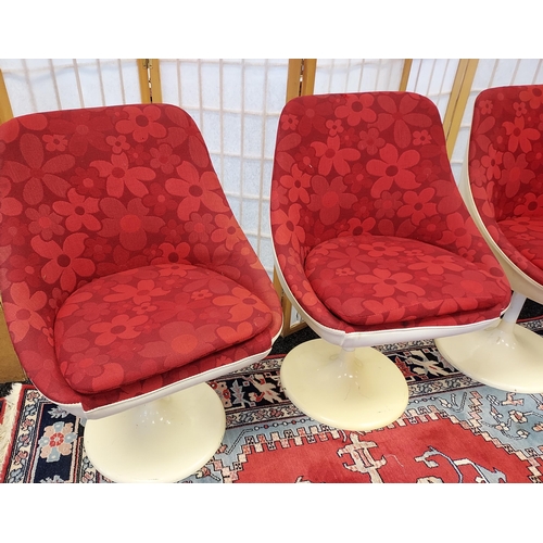 204 - A Set of four upholstered Tulip Chairs by Lusch Erzeugnis. [Named to base] [One as found]