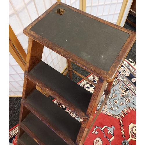 205 - Victorian library steps [missing climbing pole] Made from oak. [106cm in height]