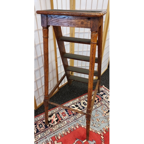 205 - Victorian library steps [missing climbing pole] Made from oak. [106cm in height]