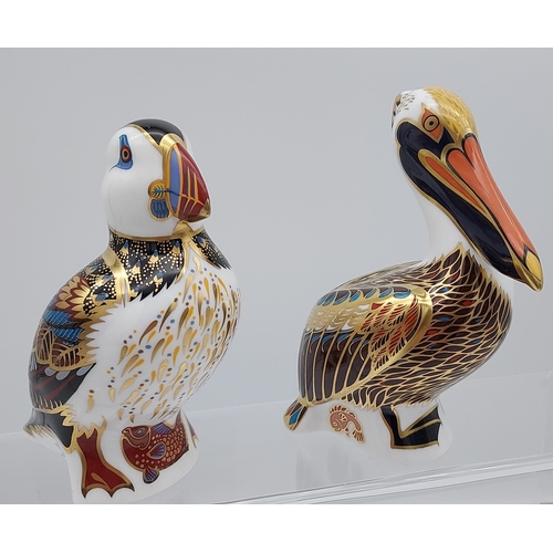 221 - Two Royal Crown Derby Bird figures, Pelican and Puffin.