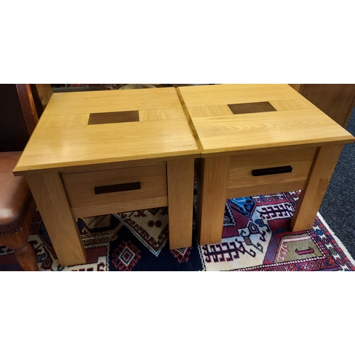 231 - A Pair of contemporary solid oak bedside cabinets