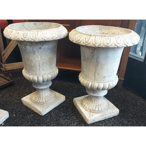 241 - A Pair of Plaster and concrete garden urns [45cm in height]