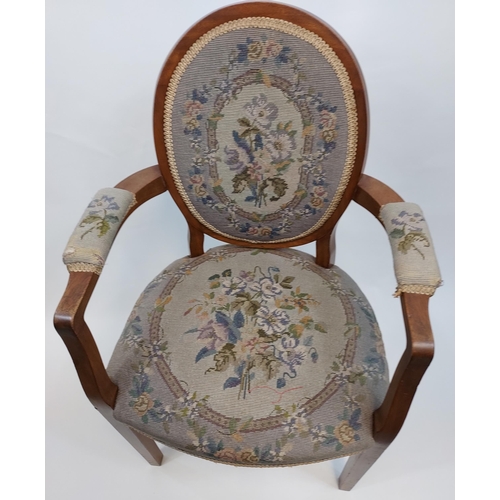 280 - Antique Tapestry upholstered elbow chair.