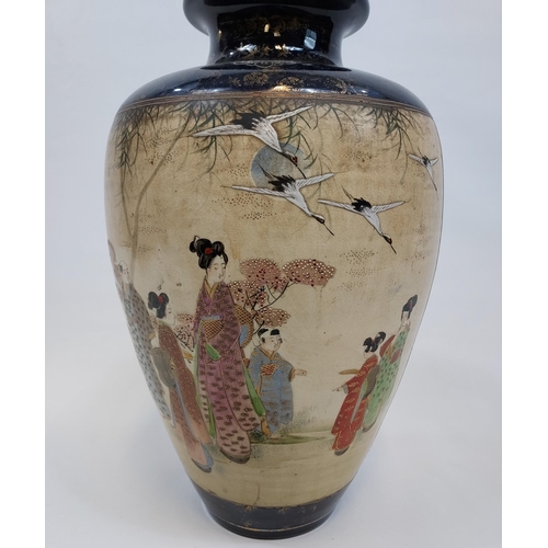 289 - A Large antique Japanese Satsuma hand painted panel vase. Comes with photos of soldier seated next t... 