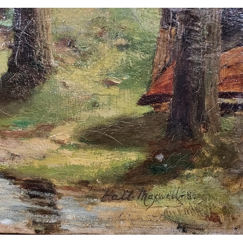 325 - A 19th century unframed oil painting on canvas depicting loch shore scene. Signed Walt Maxwell- 86'.... 