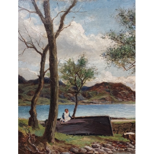 325 - A 19th century unframed oil painting on canvas depicting loch shore scene. Signed Walt Maxwell- 86'.... 