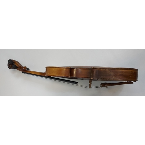 330 - Antique Violin, bow and travel case