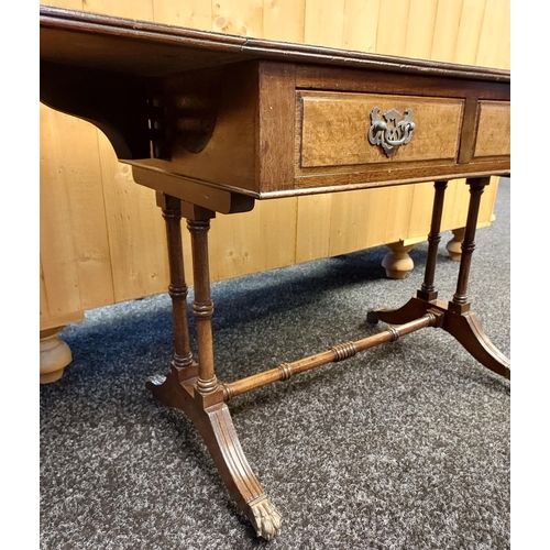 337 - A Reproduction drop end sofa table. [54x107x40cm]