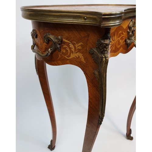 345 - JAs Shoolbred & Co. Antique Regency style marquetry inlaid console table. Finished with brass ormalu... 