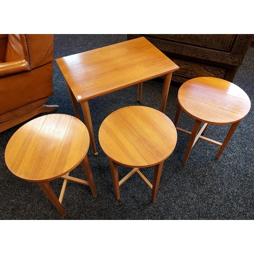 355 - A Mid century side table with three pull out serving tables. [56x62x42cm]