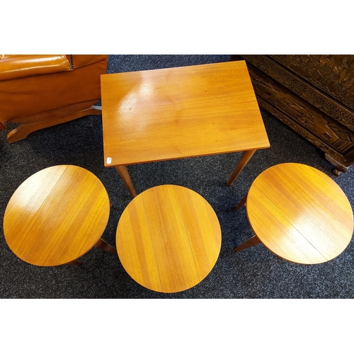 355 - A Mid century side table with three pull out serving tables. [56x62x42cm]