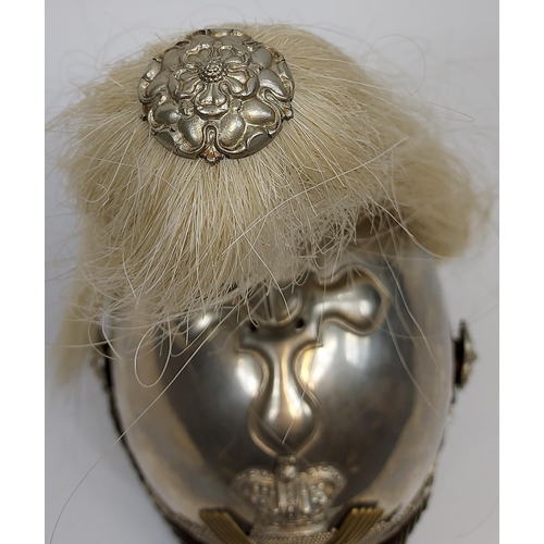 435 - A Rare and Scarce 1871 pattern Fife and Forfar light horse helmet. Horse hair and spiked helmet topp... 