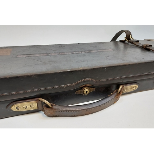 437 - Antique John Dickson & Son Gun &Rifle manufacturers gun case. Designed with brass mounts and leather... 