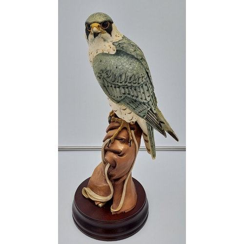 45 - Sherratt & Simpson 
Large porcelain model of a kestrel sat on a glove. No.76. [37cm in height]