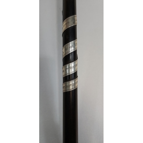 456 - A 19th century silver mounted [unmarked] presentation conductors baton. [59cm in length]