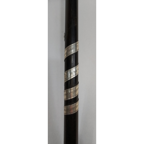 456 - A 19th century silver mounted [unmarked] presentation conductors baton. [59cm in length]