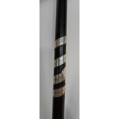 456 - A 19th century silver mounted [unmarked] presentation conductors baton. [59cm in length]